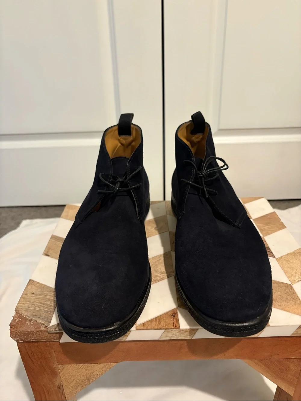 Giorgio Armani Navy Suede Chukka Boots
